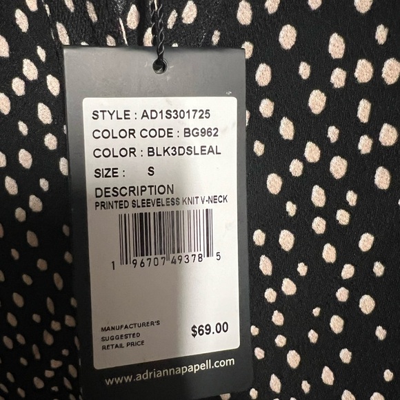 🖤🖤NWT-ADRIANNA PAPPEL BLACK V NECK POCK A DOT SLEEVELESS BLOUSE SZ S🖤🖤 - Picture 6 of 8